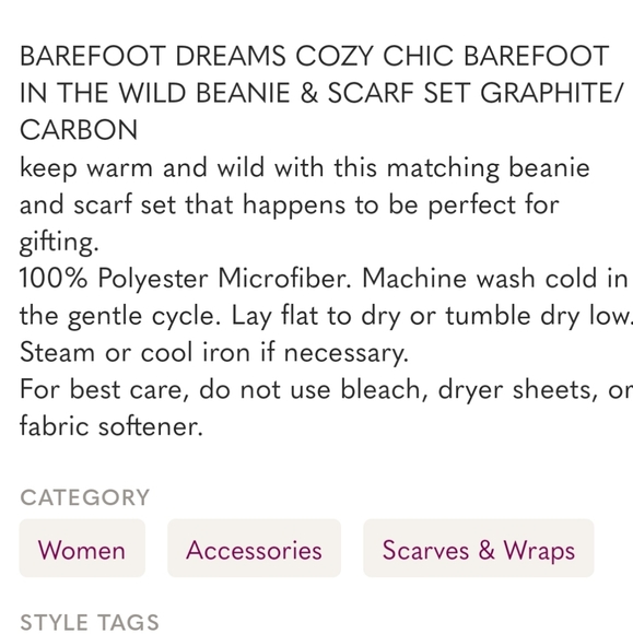 2pc BAREFOOT DREAMS beanie and scarf set BAREFOOT IN THE WILD NWT - Picture 6 of 6